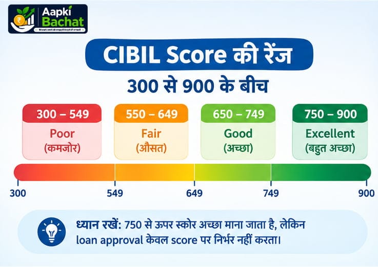 CIBIL Score 300 से 900 की range