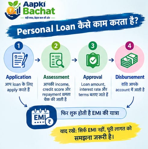Personal Loan क्या है? यह कैसे काम करता है और लेने से पहले किन बातों का ध्यान रखें? 1 Personal Loan आवेदन से EMI तक कैसे काम करता है