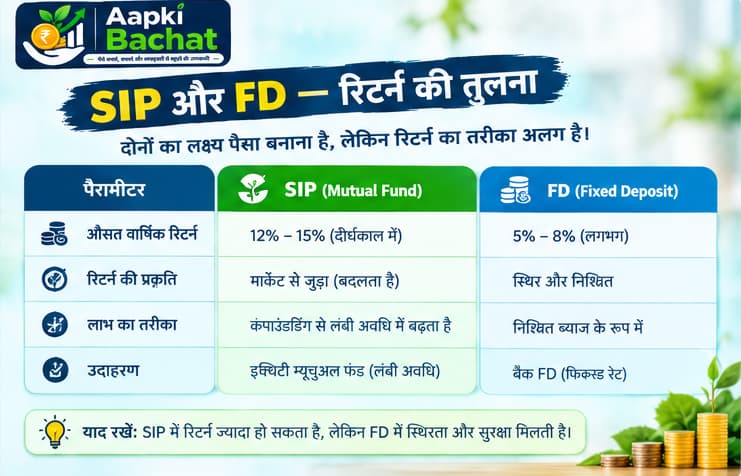 SIP और FD में रिटर्न जोखिम अवधि और liquidity का अंतर